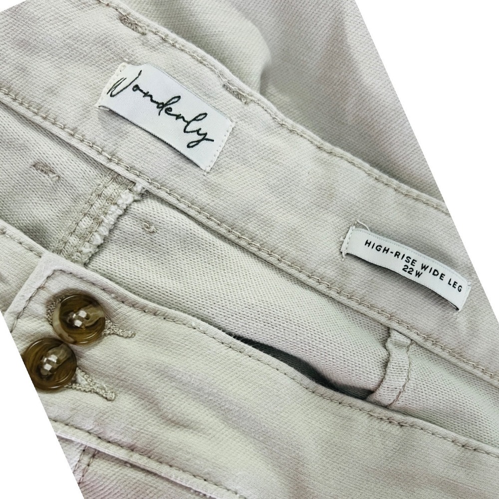 Wonderly High Rise Wide Leg Pants Womens 22W Tan Khaki Stretch Casual Classic - Picture 3 of 4